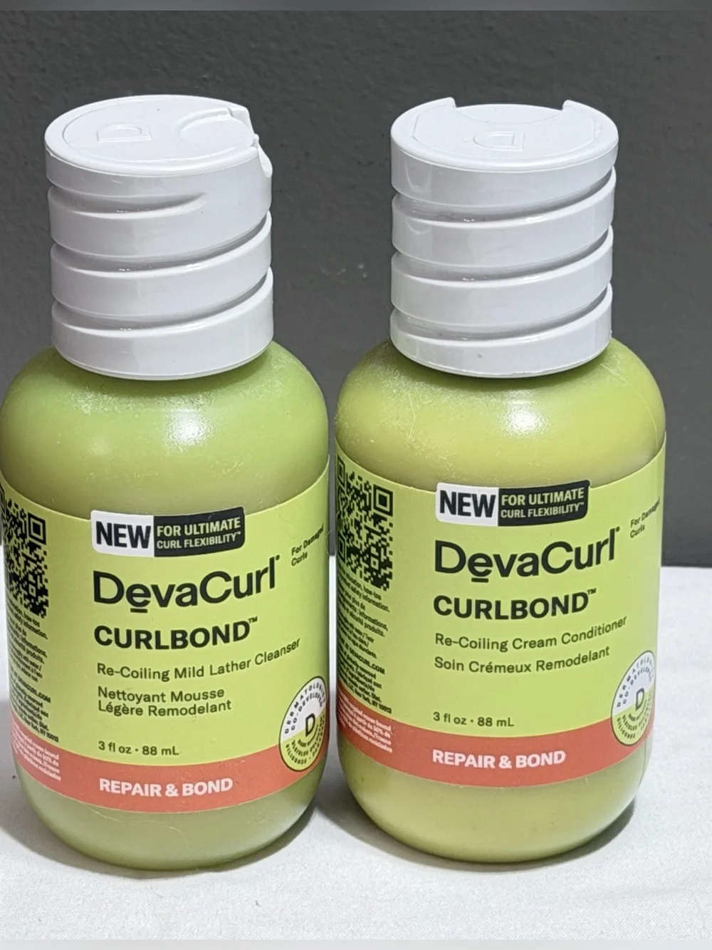 DevaCurl Curlbond Re-Coiling Repair Bond Lather Cleanser Conditioner 3oz Travel